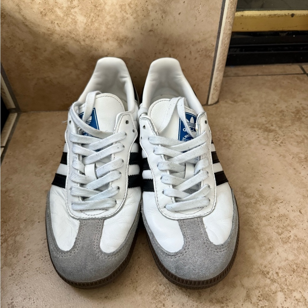 Adidas Samba White and Gray Sneakers with Black Stripes